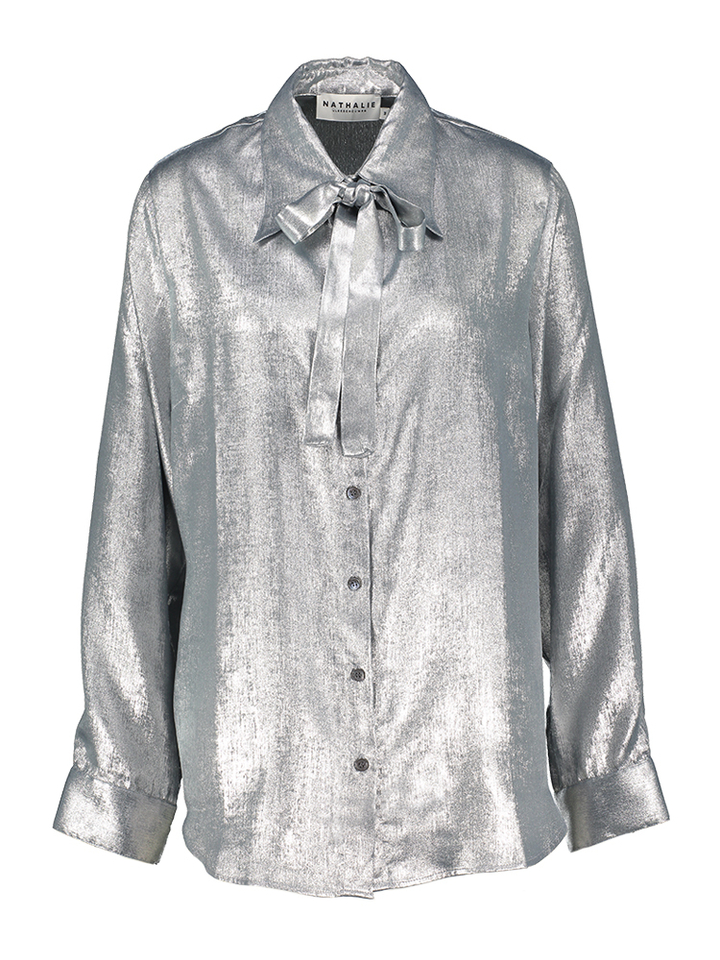Grijze metallic blouse Godelieve Nathalie Vleeschouwer
