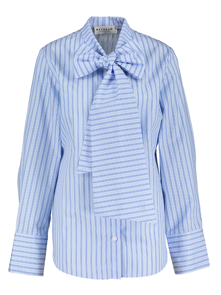 Blauwe gestreepte katoenen bloes Nathalie Vleeschouwer