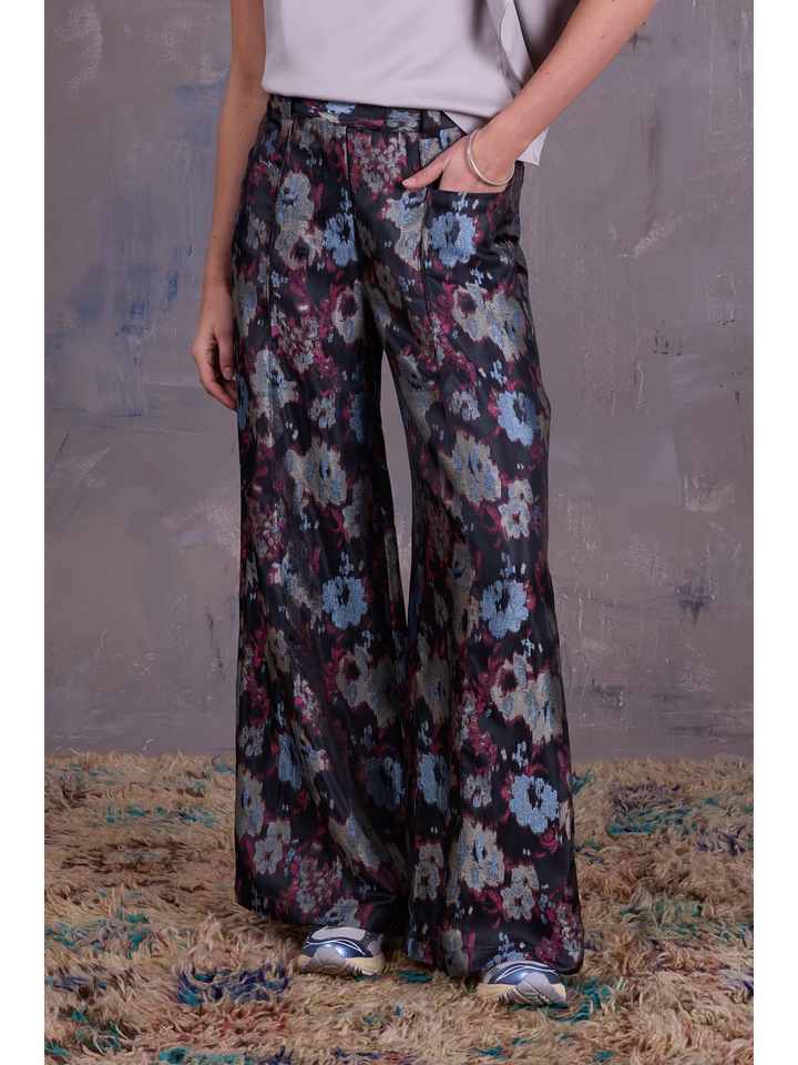 Multicolor wijde broek in bloemenprint Bolivar Nathalie Vleeschouwer 