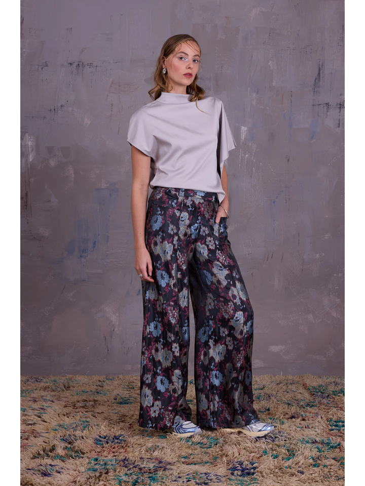 Multicolor wijde broek in bloemenprint Bolivar Nathalie Vleeschouwer 
