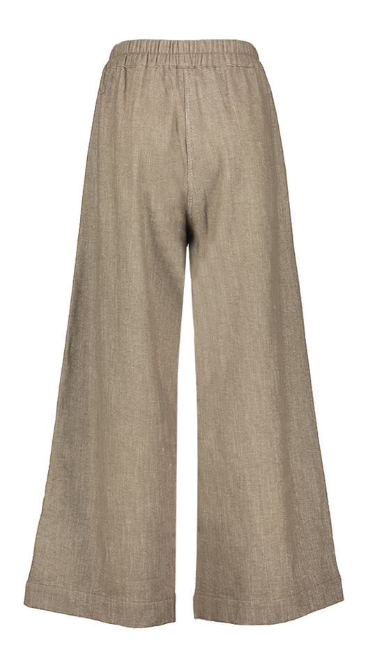 Donker beige wijde broek met bandplooi Freddy Nathalie Vleeschouwer 