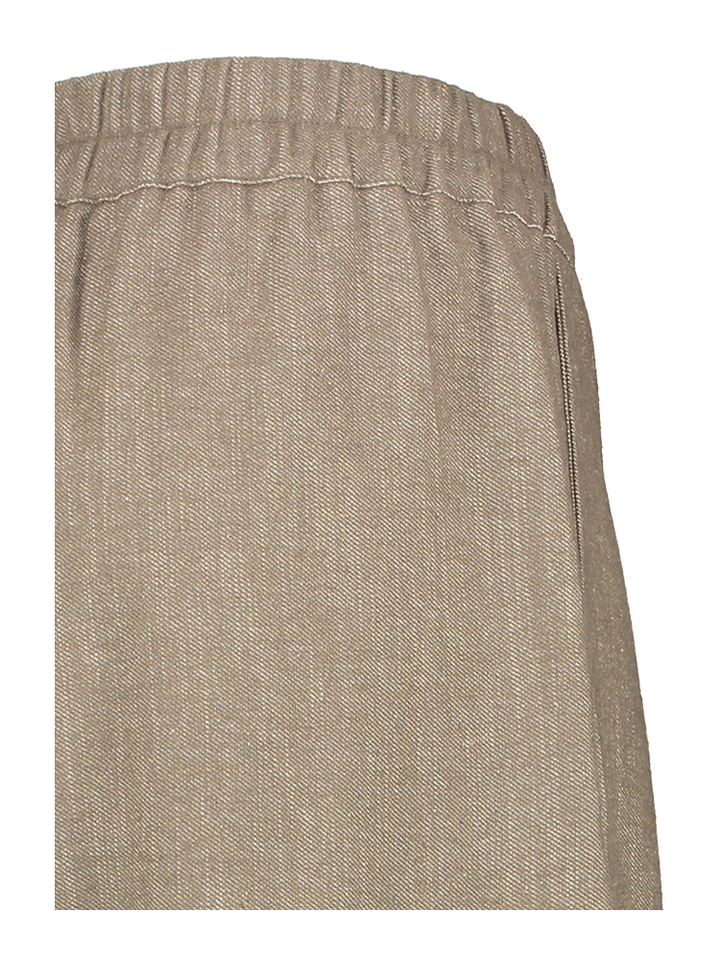 Donker beige wijde broek met bandplooi Freddy Nathalie Vleeschouwer 