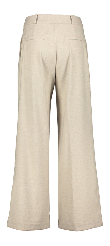 Beige lange wijde broek met plooi Cezar Nathalie Vleeschouwer 