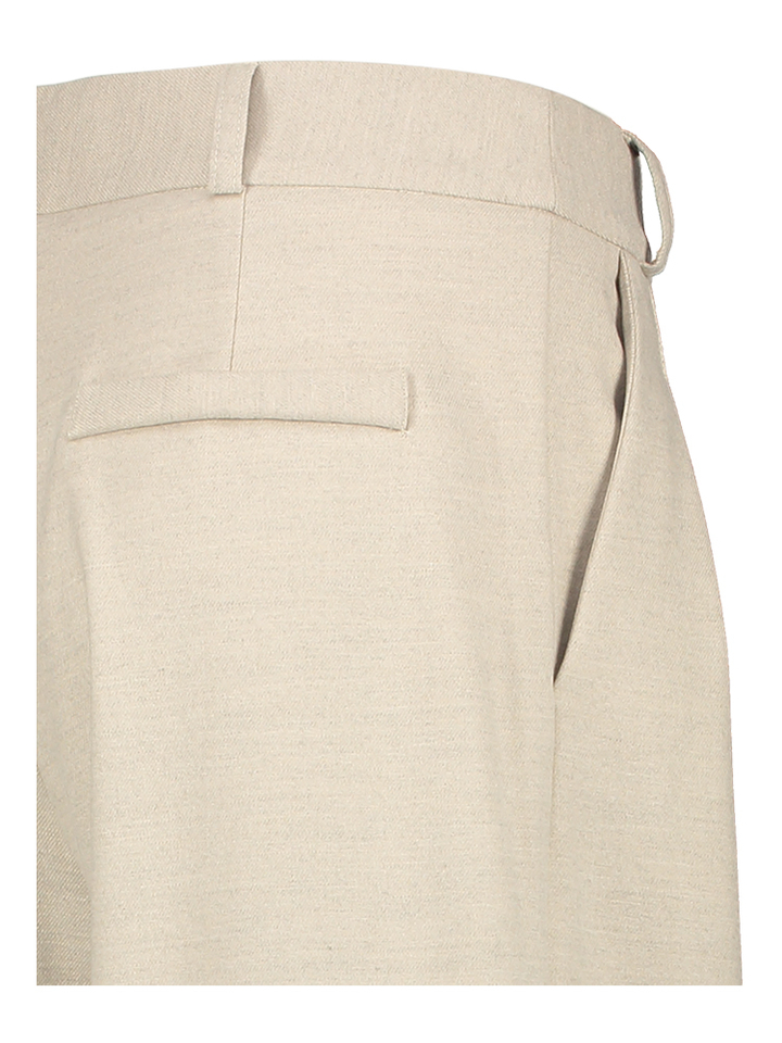 Beige lange wijde broek met plooi Cezar Nathalie Vleeschouwer 