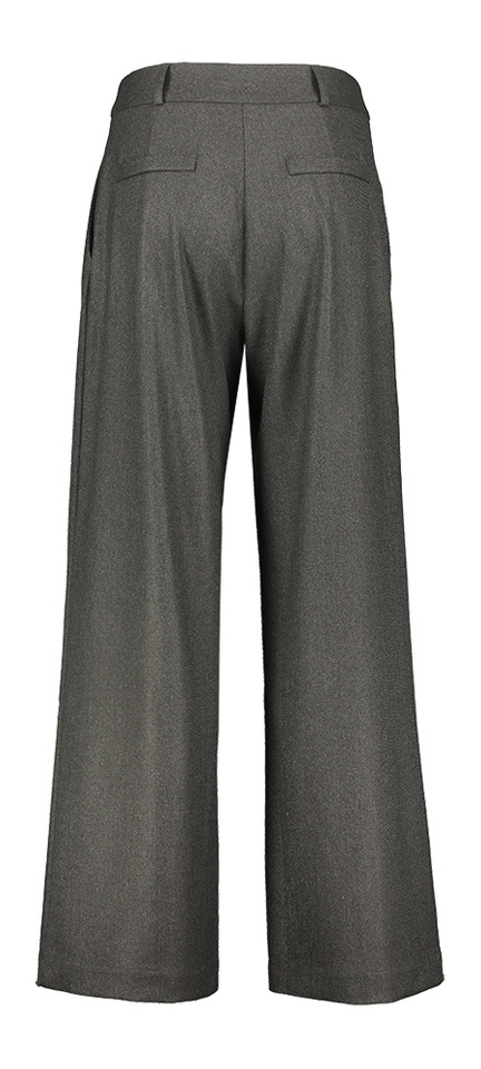 Grijze lange wjide broek met plooi Cezar Nathalie Vleeschouwer 