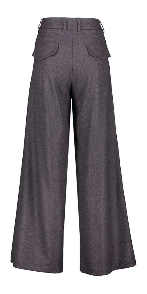 Blauwe wijde broek met bandplooi Edward Nathalie Vleeschouwer