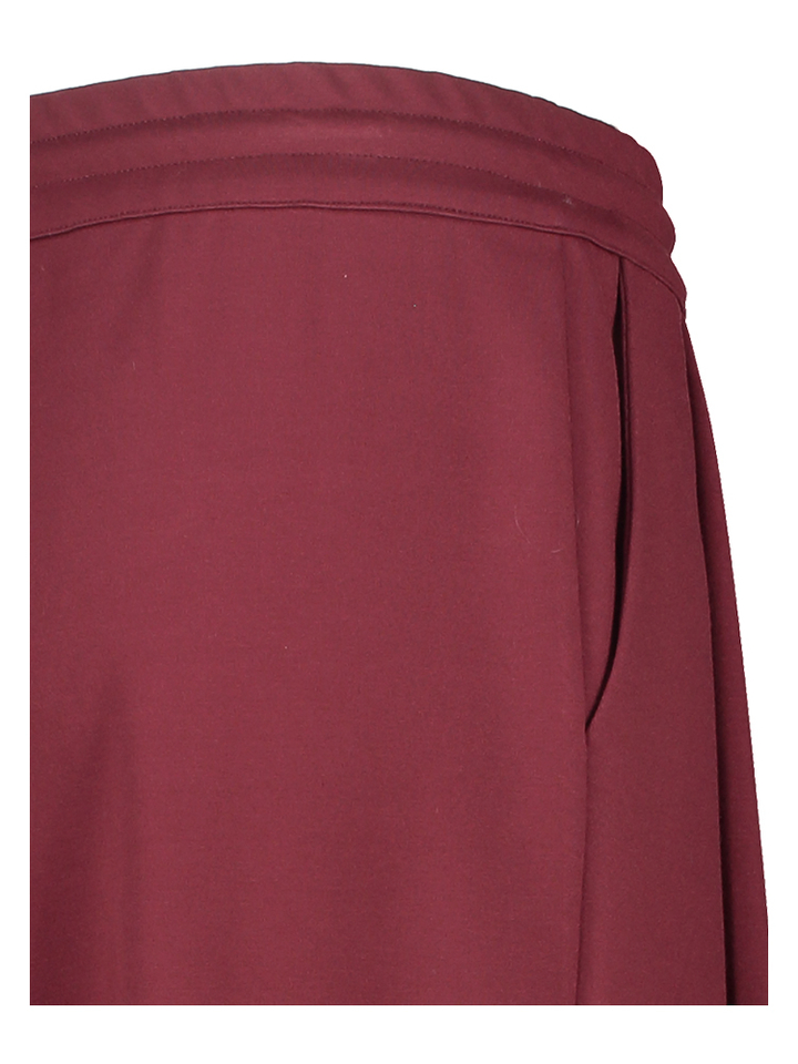 Bordeaux wijde broek met bandplooi in sweater stof Geano Nathalie Vleeschouwer 