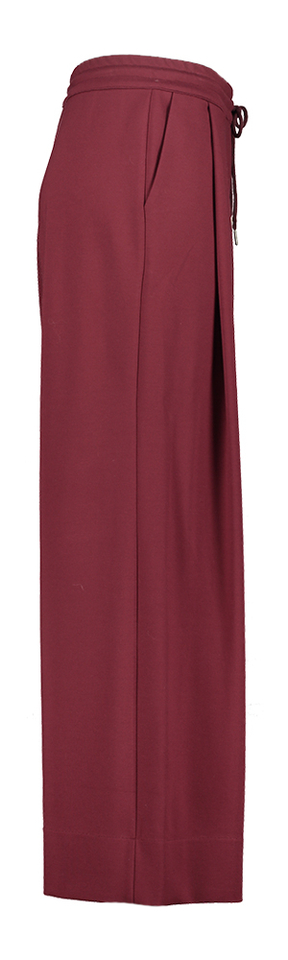 Bordeaux wijde broek met bandplooi in sweater stof Geano Nathalie Vleeschouwer 