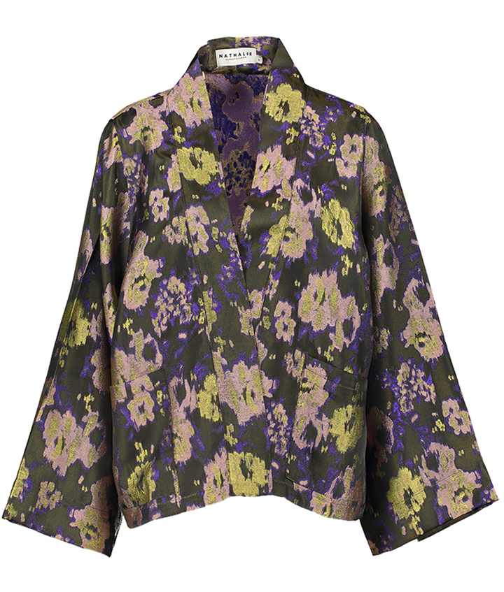 Multicolor openvallende vest met bloemenprint Flinn Nathalie Vleeschouwer 