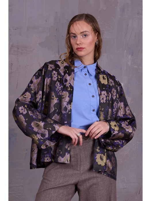 Multicolor openvallende vest met bloemenprint Flinn Nathalie Vleeschouwer