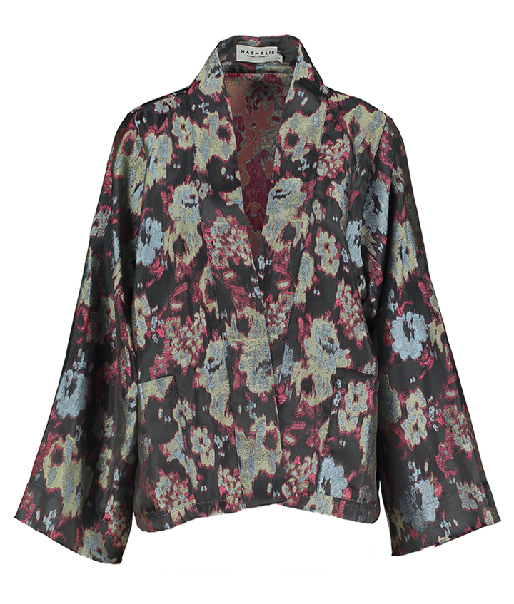 Multicolor kimono in jacquard Flenn Nathalie Vleeschouwer
