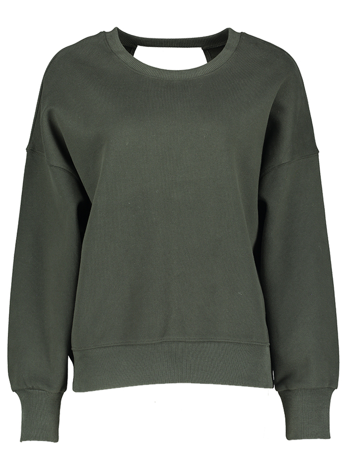 Donkergroene katoenen sweater met ronde hals Georgette Nathalie Vleeschouwer