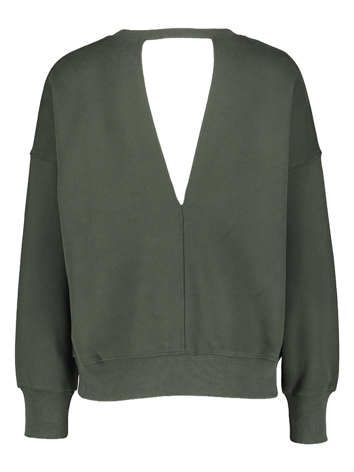 Donkergroene katoenen sweater met ronde hals Georgette Nathalie Vleeschouwer