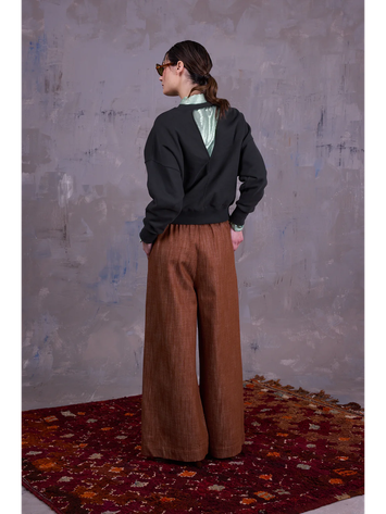 Donkergroene katoenen sweater met ronde hals Georgette Nathalie Vleeschouwer