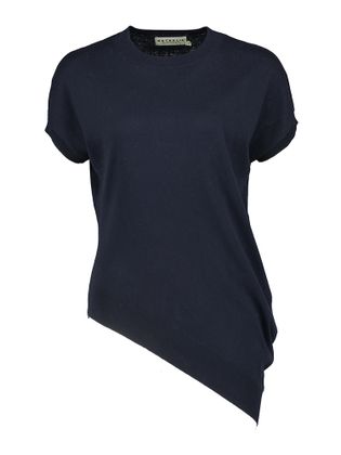 Nathalie Vleeschouwer Blauwe top met korte mouwen en asymmetrische onderkant Gigi