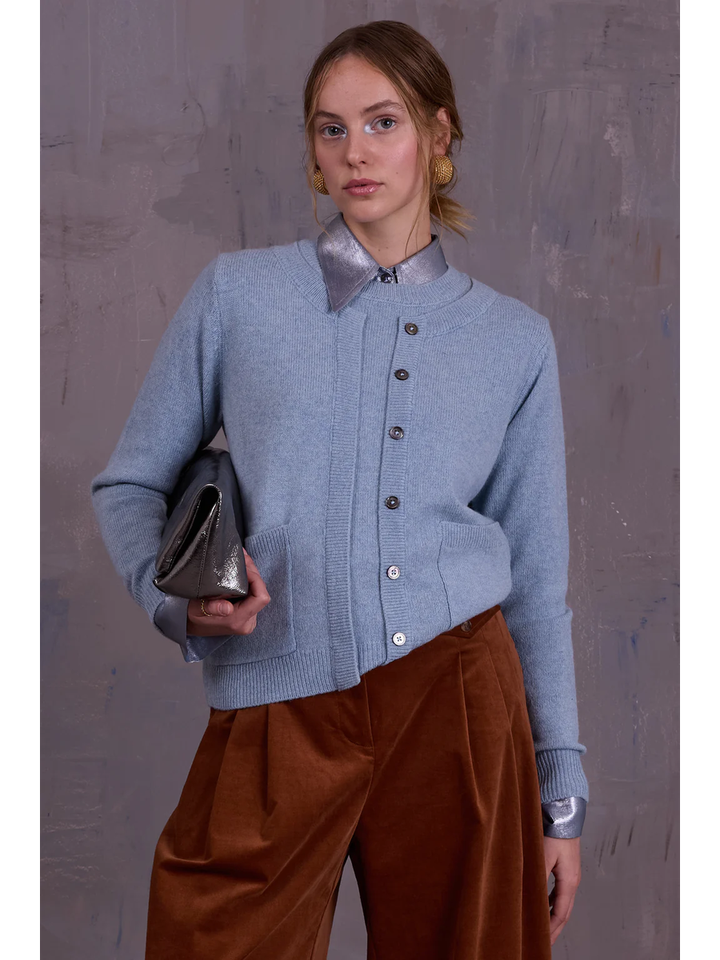 Blauwe eendelige twinset Gabrielle Nathalie Vleeschouwer