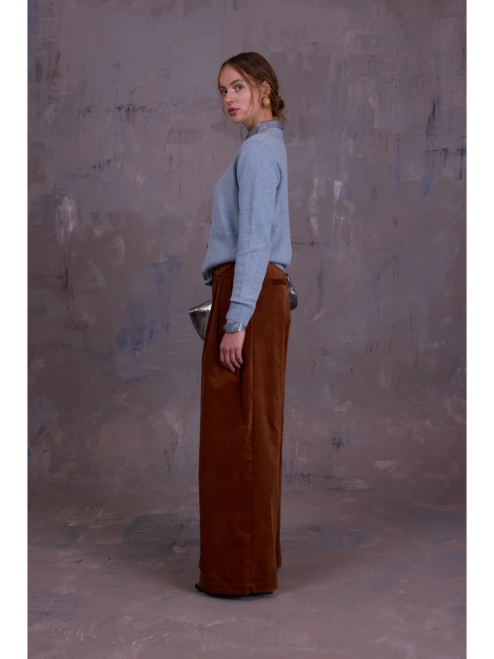 Blauwe eendelige twinset Gabrielle Nathalie Vleeschouwer