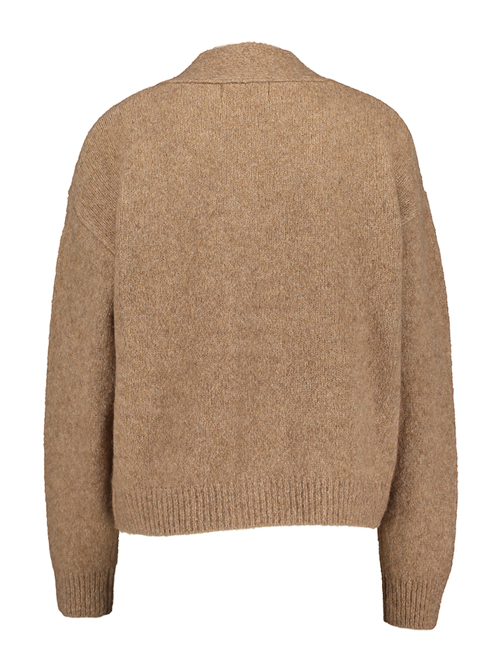 Camel kleurige gebreide gilet Gresa Nathalie Vleeschouwer 