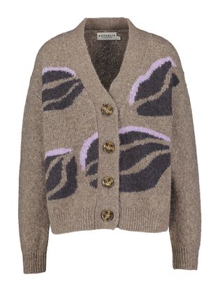 Nathalie Vleeschouwer Bruine gilet met knopen en motief Gresa