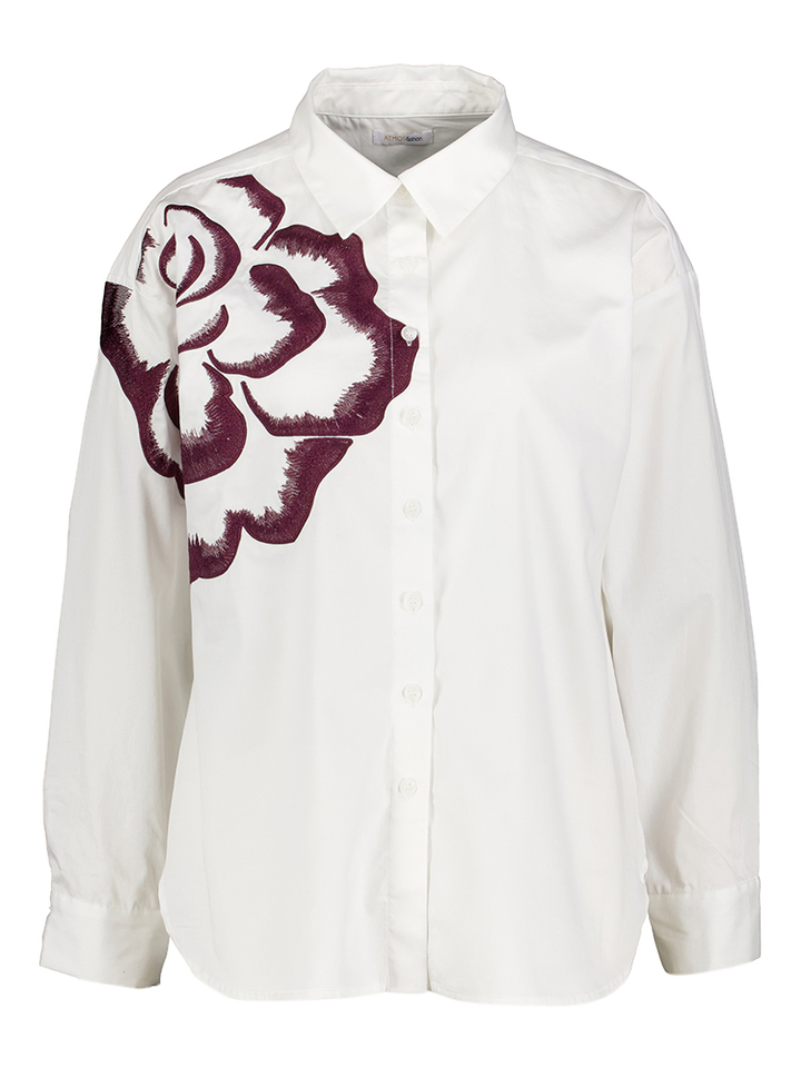 Witte bloes met bordeaux bloemenprint Luus Atmos