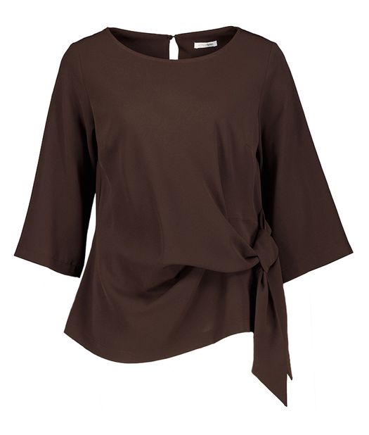 Bruine blouse met driekwart mouwen en strikdetail Massil Atmos