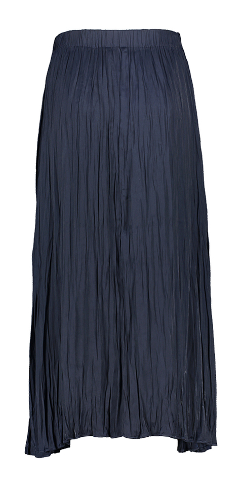 Donkerblauwe soepelvallende plooirok met elastiek Nimra Atmos