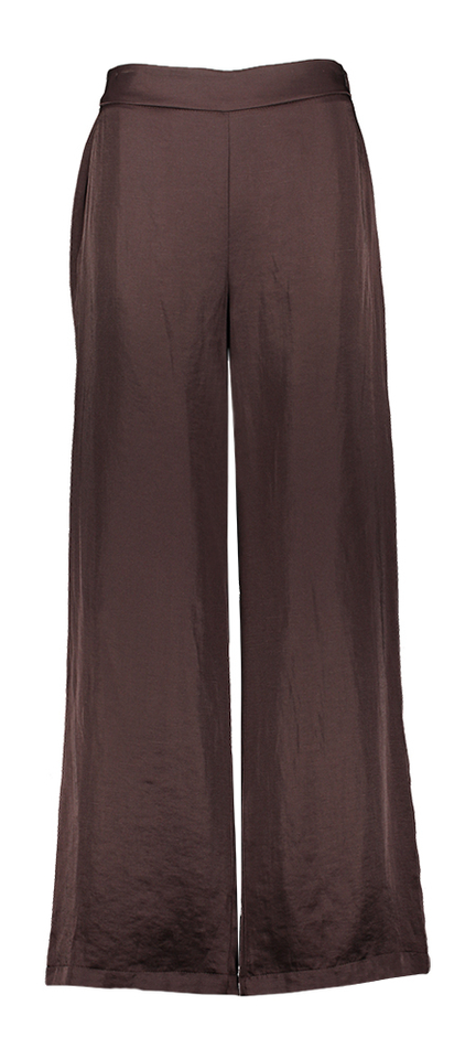 Bruinkleurige losvallende broek in satijnlook Bay Atmos