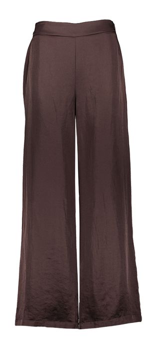 Bruinkleurige losvallende broek in satijnlook Bay Atmos