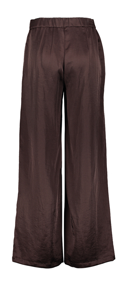 Bruinkleurige losvallende broek in satijnlook Bay Atmos
