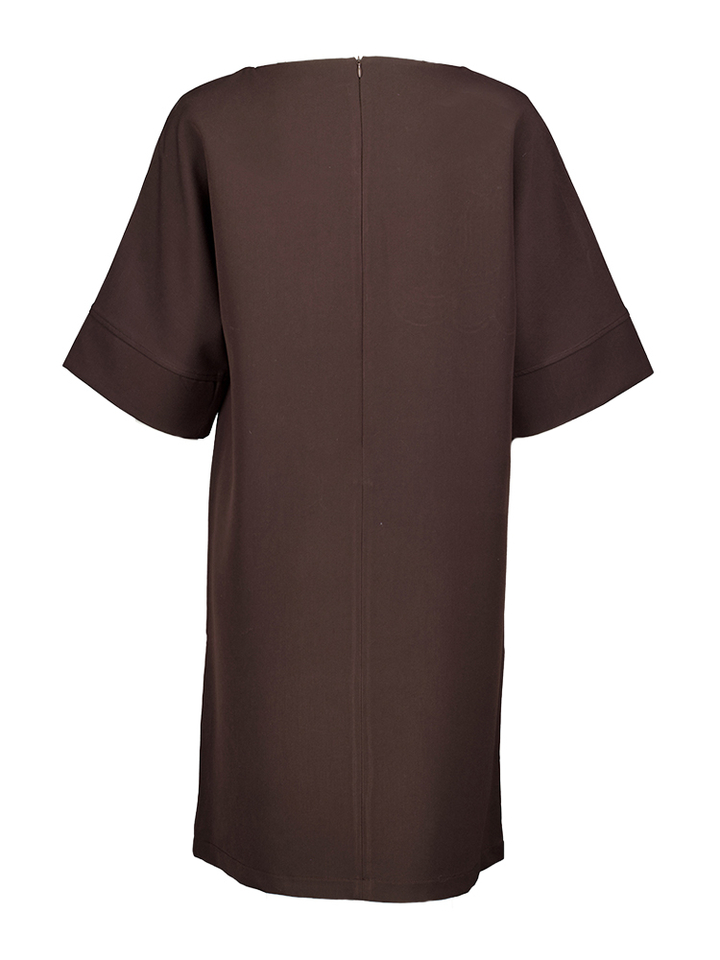 Donkerbruine jurk met borduring Satine Atmos