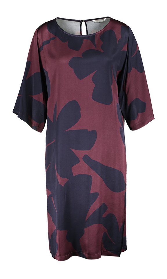 Bodeaux jurk met blauwe print Adi Atmos 