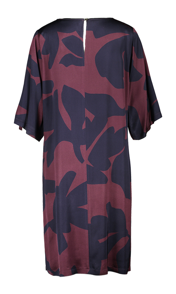 Bodeaux jurk met blauwe print Adi Atmos 