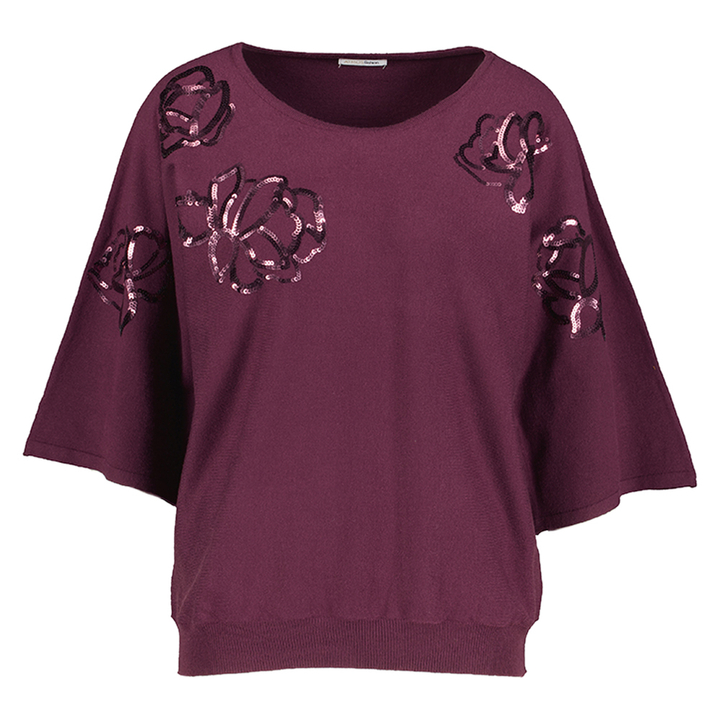 Bordeaux trui met pailetten detail Daleen Atmos