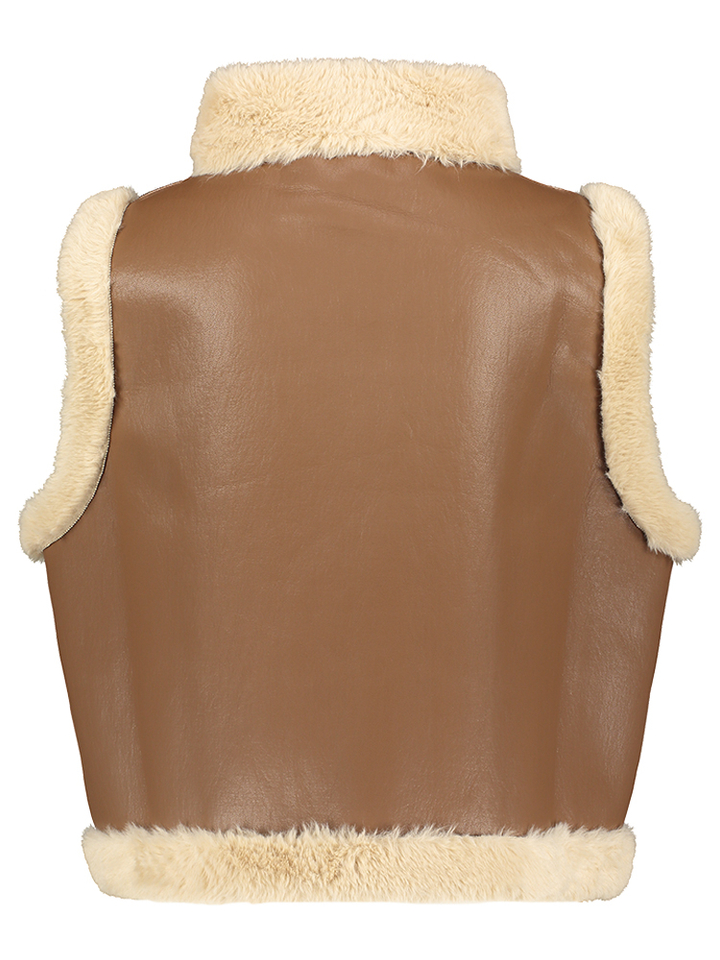 Omkeerbare kleurige bodywarmer in namaak leder Rae Atmos