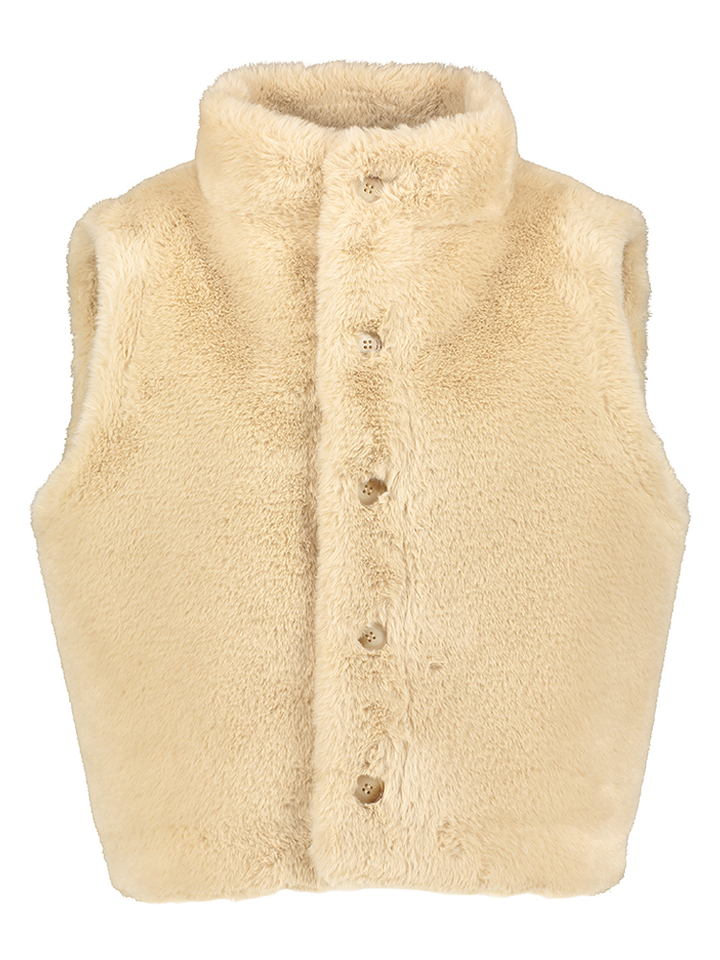 Omkeerbare kleurige bodywarmer in namaak leder Rae Atmos