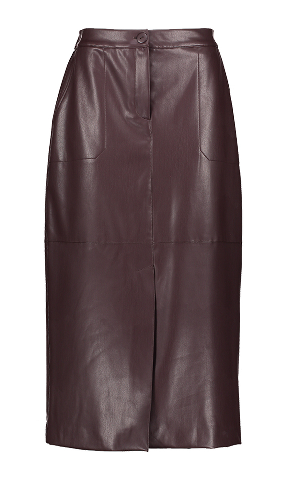 Bordeaux rok in leder look Neline Atmos 