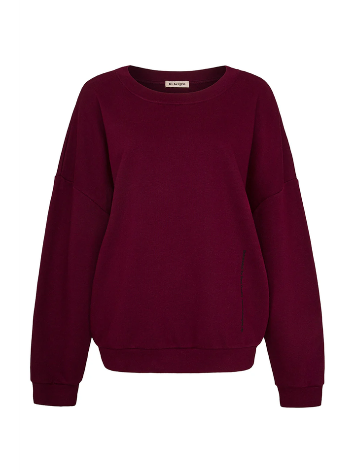 Bordeaux katoenen sweater met opdruk op de achterkant Ella Liv Bergen