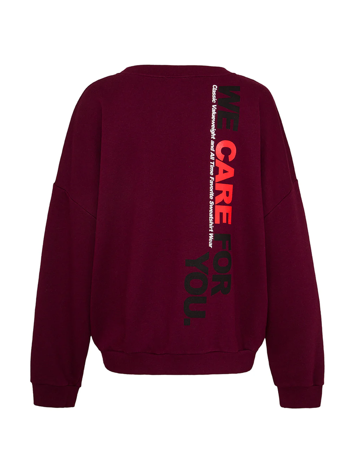 Bordeaux katoenen sweater met opdruk op de achterkant Ella Liv Bergen