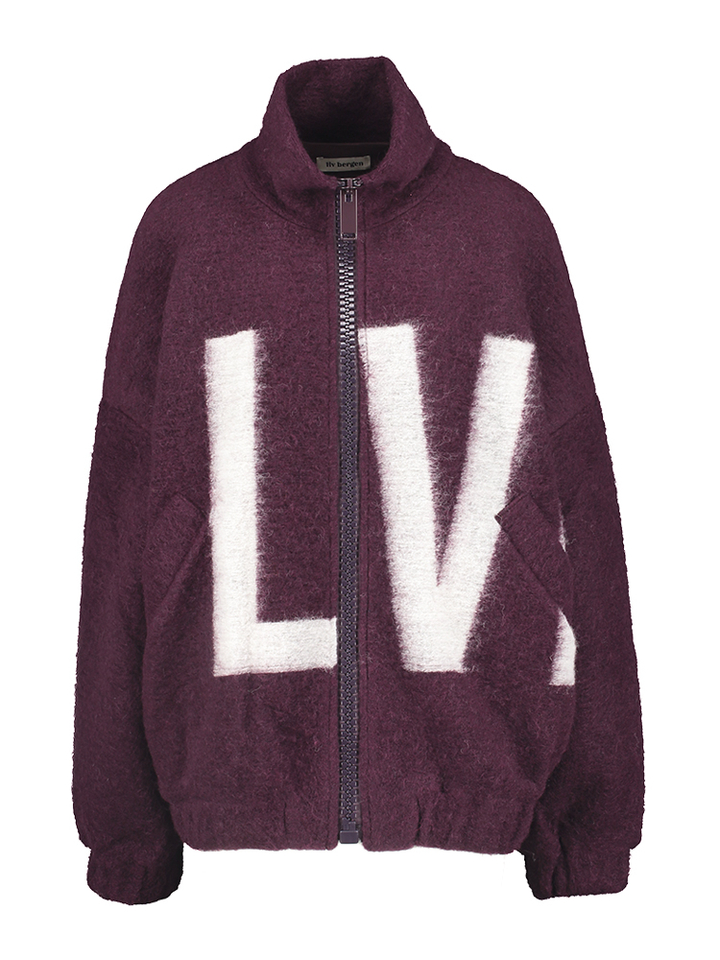 Bordeaux sweater met rits en opschrift Rome Liv Bergen