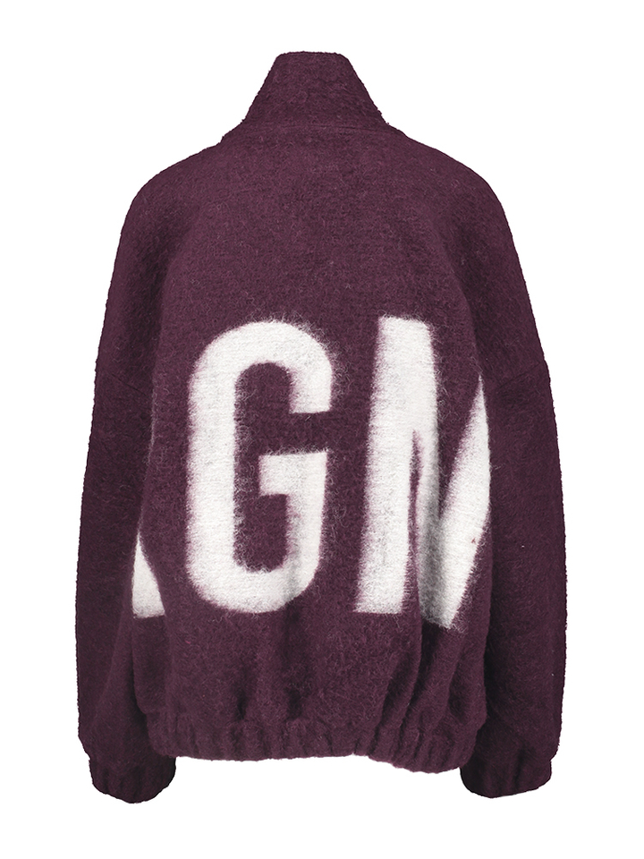 Bordeaux sweater met rits en opschrift Rome Liv Bergen