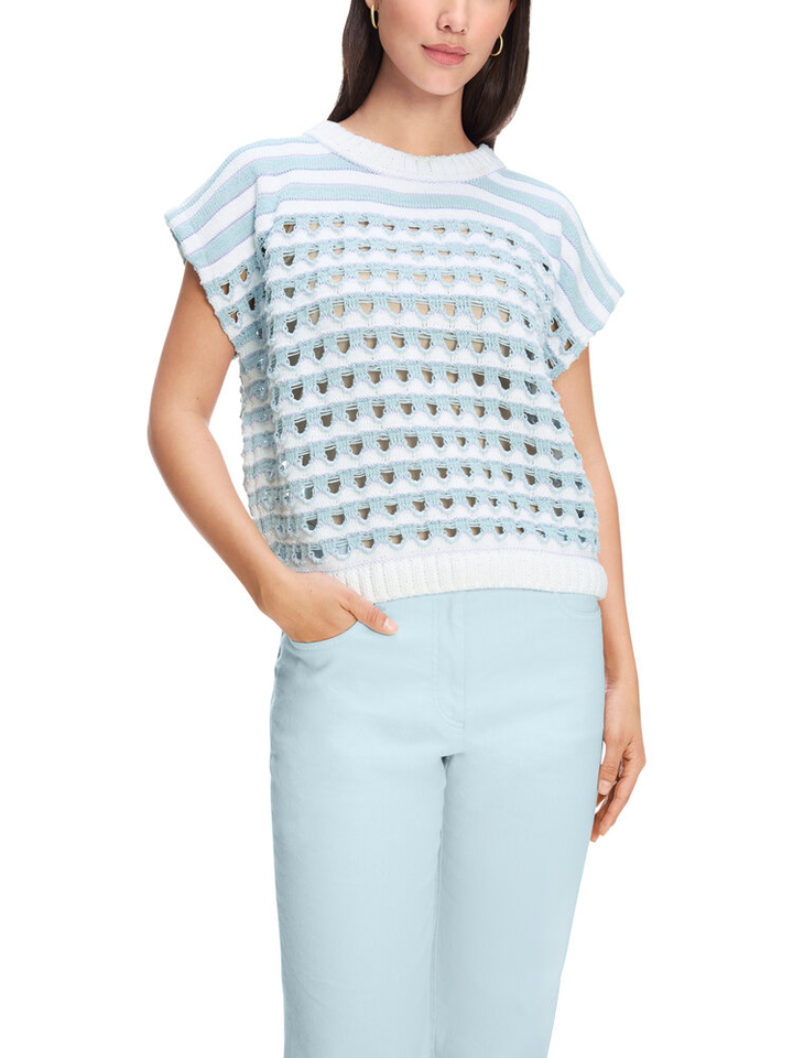 Blauw/wit gehaakte trui Marccain Sport 