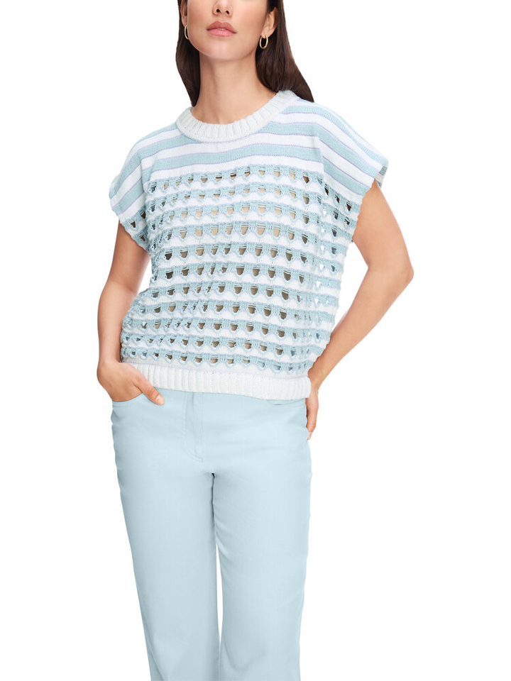 Blauw/wit gehaakte trui Marccain Sport 