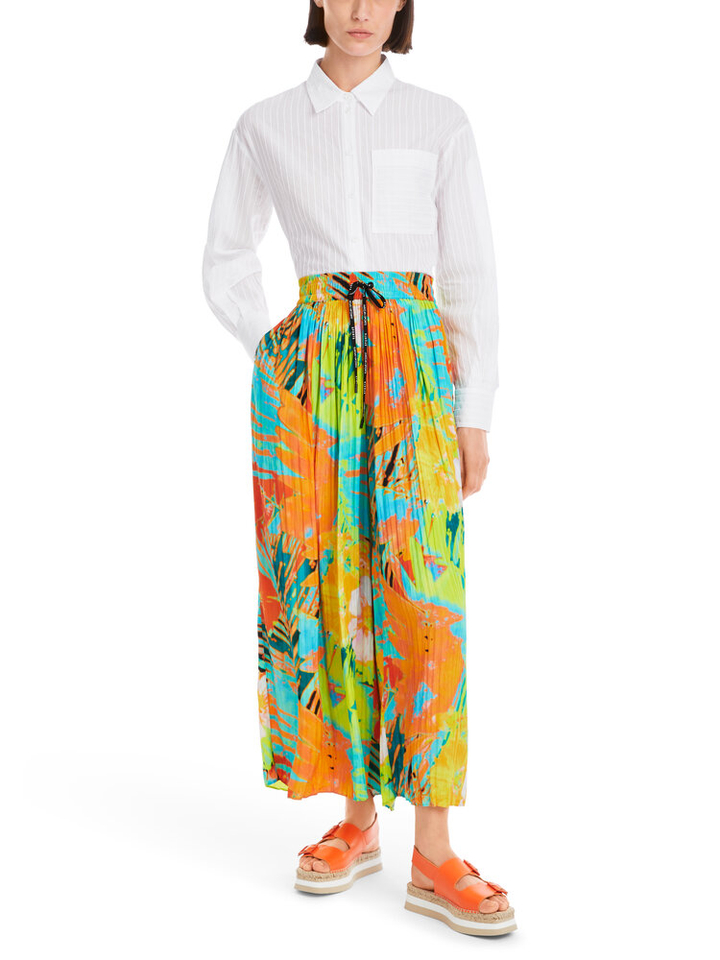 Multicolor broek met plissé en elastiek Marccain Sport