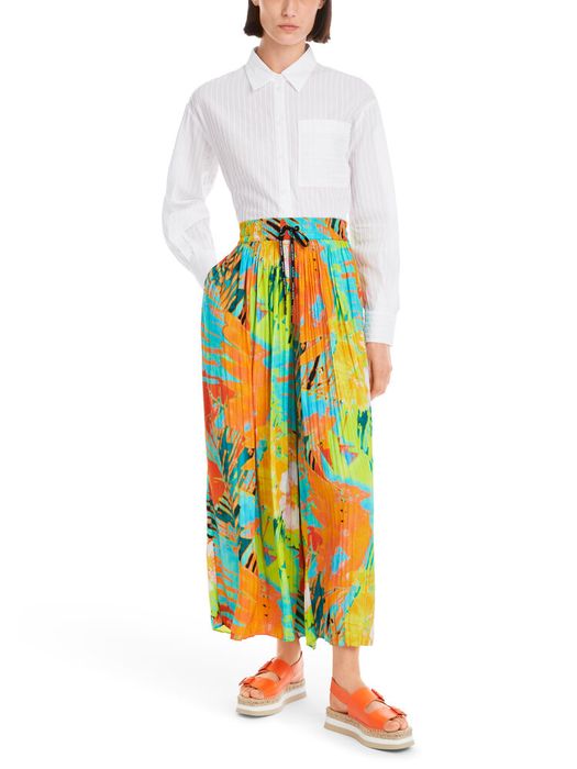 Multicolor broek met plissé en elastiek Marccain Sport