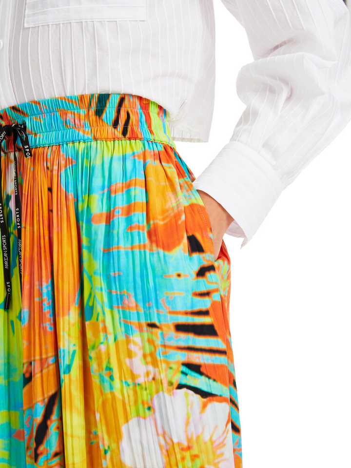 Multicolor broek met plissé en elastiek Marccain Sport