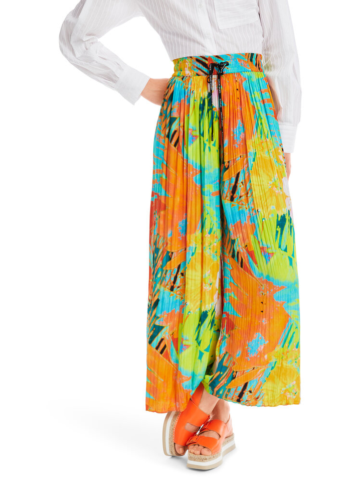 Multicolor broek met plissé en elastiek Marccain Sport