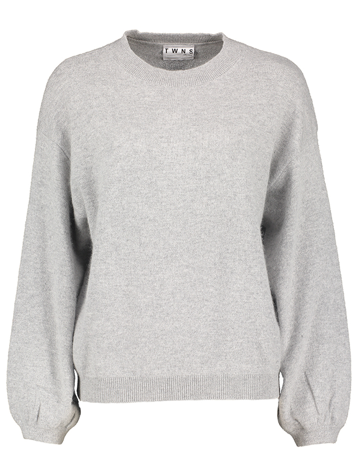 Lichtgrijze wollen pull met ronde hals Colorado Twins