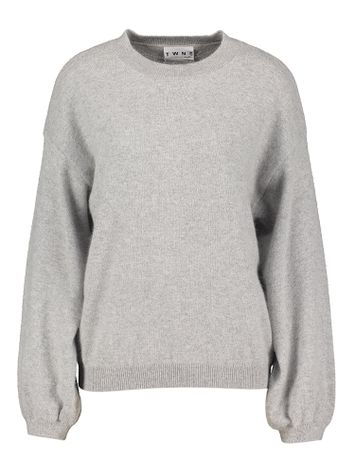 Lichtgrijze wollen pull met ronde hals Colorado Twins