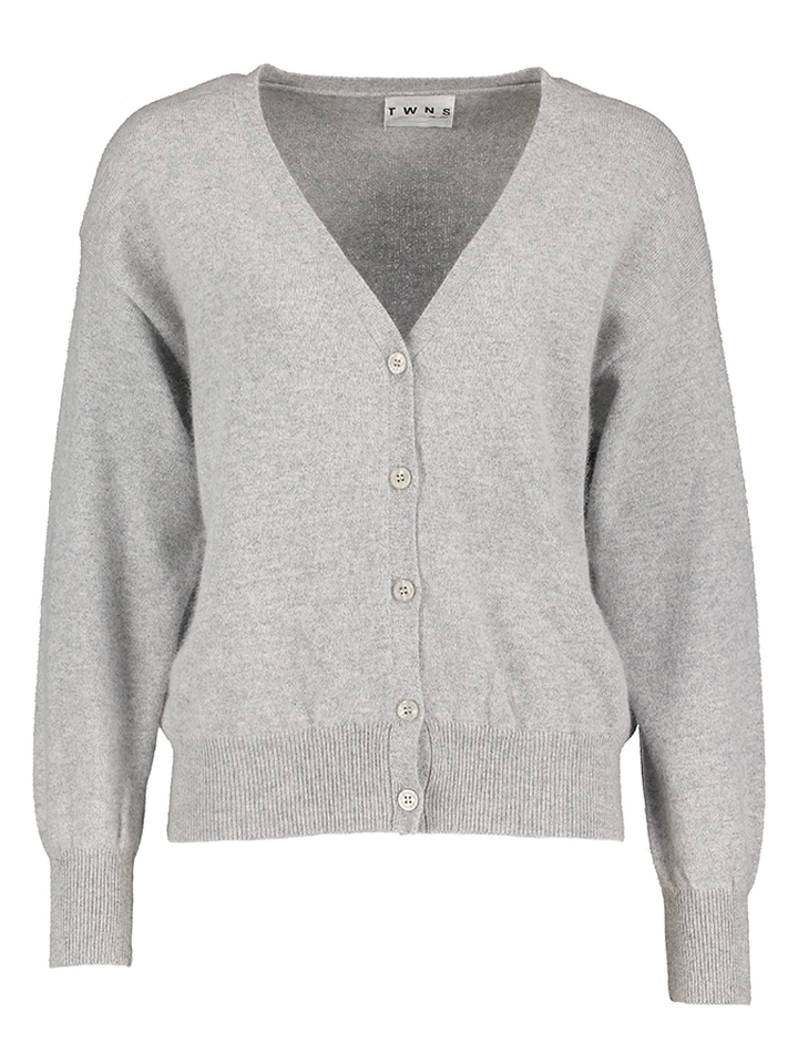 Pearl gray gilet met v-hals en knopen Aspen Twns