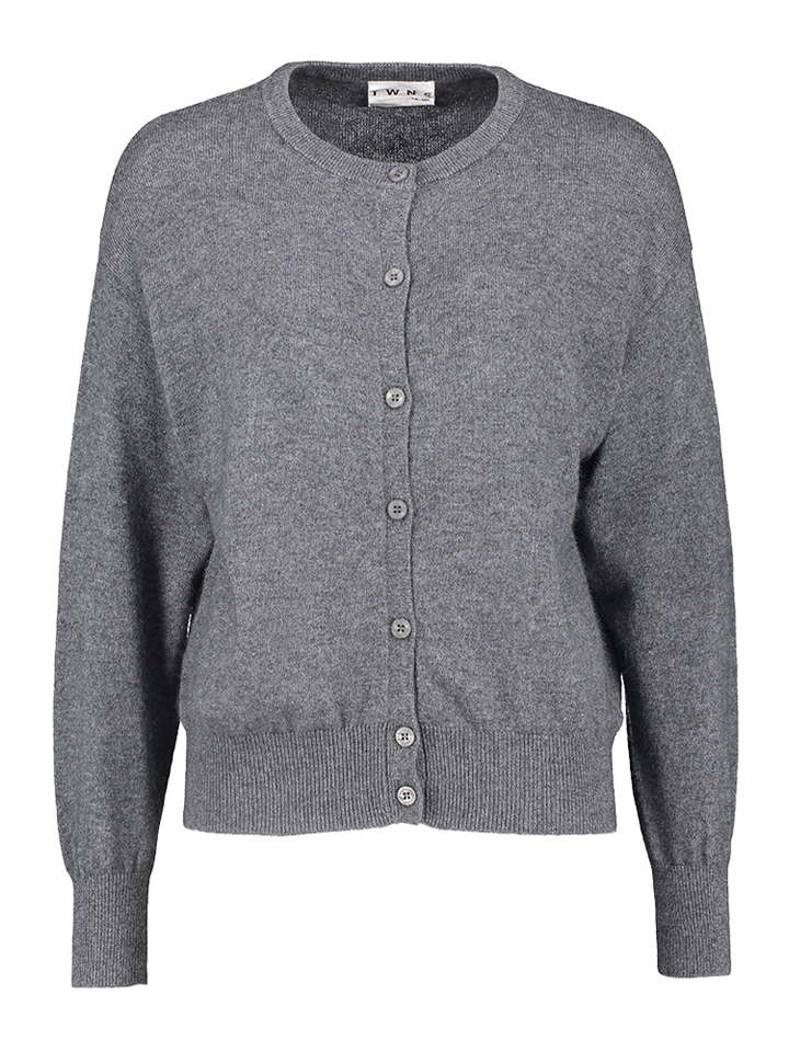 Donkergrijze wollen gilet met knopen Montrose Twins